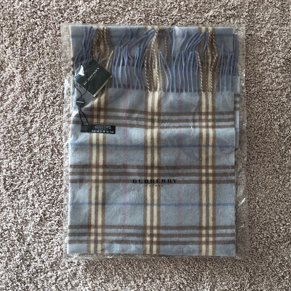 Brand New Sky Blue Burberry Cashmere Scarf